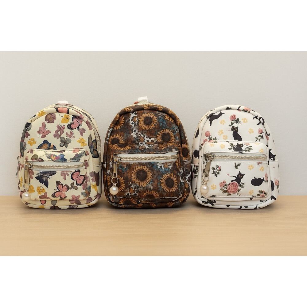 Mini Backpack Keychain With Miniture Office School Supplies